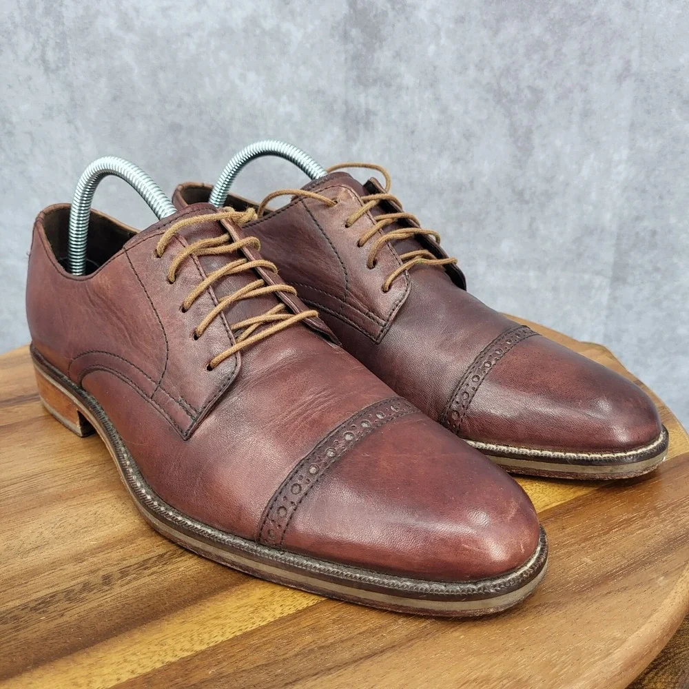 Cole Haan Air Oxford Shoes Mens 8 M Brown Leather‎ Jefferson Cap Toe Dress Shoes